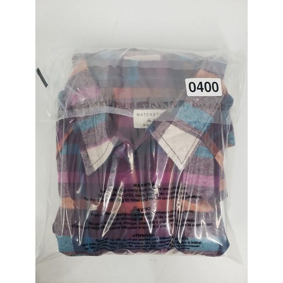 Matchstick Long Sleeve Flannel Plaid Check Shirt Size Small Roll Tab Base Argus - Picture 9 of 9